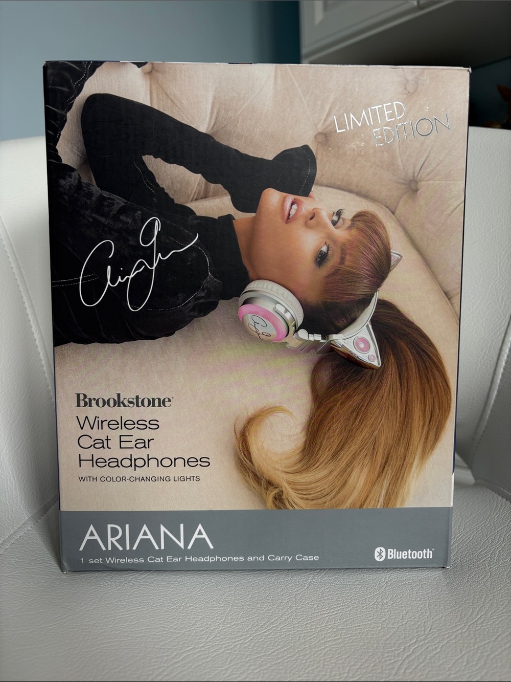 Brookstone Ariana Wireless Cat Ear Headphones - Pink and White